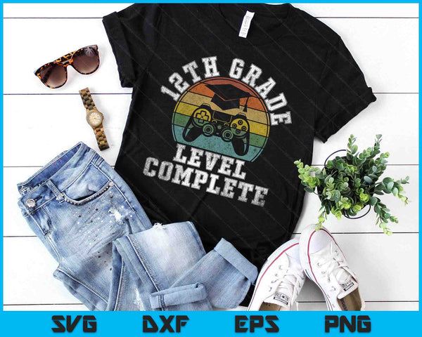 12th Grade Level Complete Third Grade Graduation Video Gamer SVG PNG Digital Printable Files