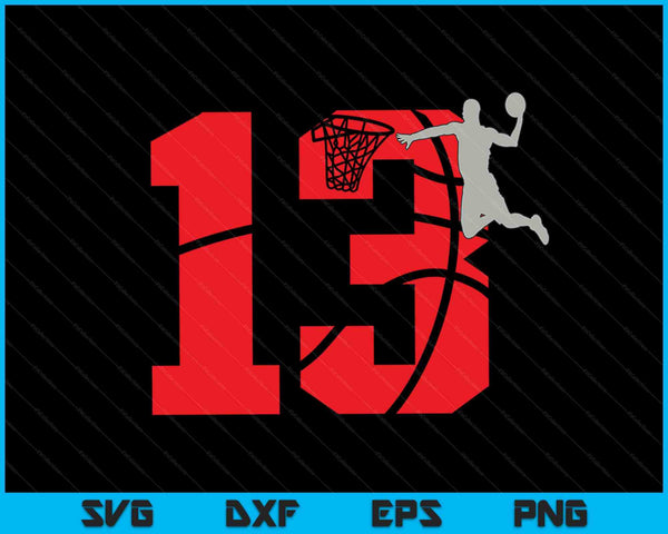 13 años 13 cumpleaños fiesta de cumpleaños de baloncesto tema SVG PNG cortando archivos imprimibles