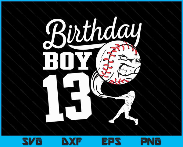 13 year old birthday baseball party theme Kids SVG cut file