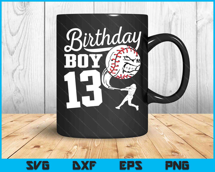13 años regalo de cumpleaños fiesta de béisbol tema niños SVG PNG cortando archivos imprimibles