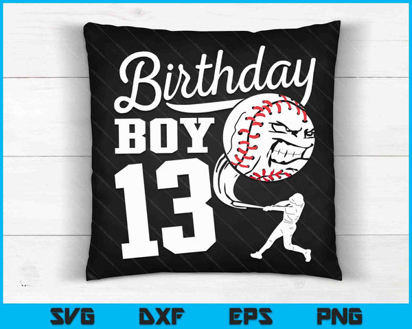 13 años regalo de cumpleaños fiesta de béisbol tema niños SVG PNG cortando archivos imprimibles