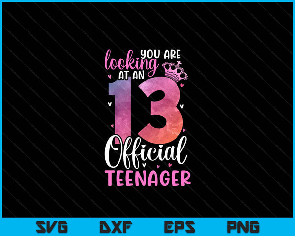 13e verjaardag meisjes 13 jaar schattig officiële tiener verjaardag SVG PNG digitale afdrukbare bestanden