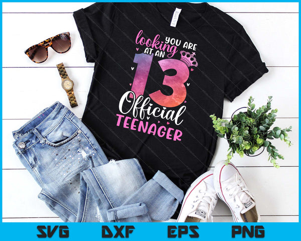 13th Birthday Girls 13 Years Cute Official Teenager Birthday SVG PNG Digital Printable Files
