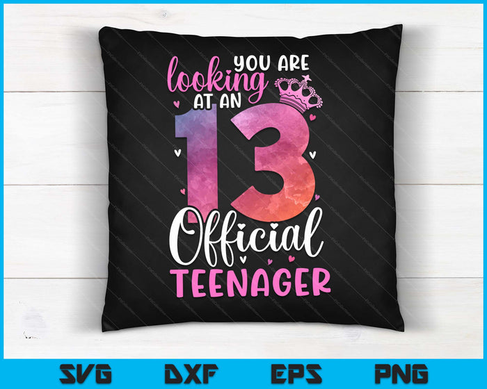 13th Birthday Girls 13 Years Cute Official Teenager Birthday SVG PNG Digital Printable Files