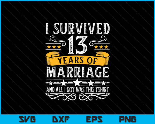 13th Wedding Anniversary Couples Husband Wife 13 Years SVG PNG Digital Printable Files