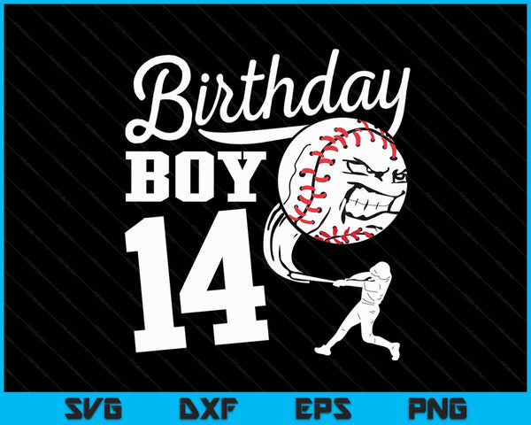 14 Year Old Birthday Gift Baseball Party Theme Kids SVG PNG Cutting Printable Files