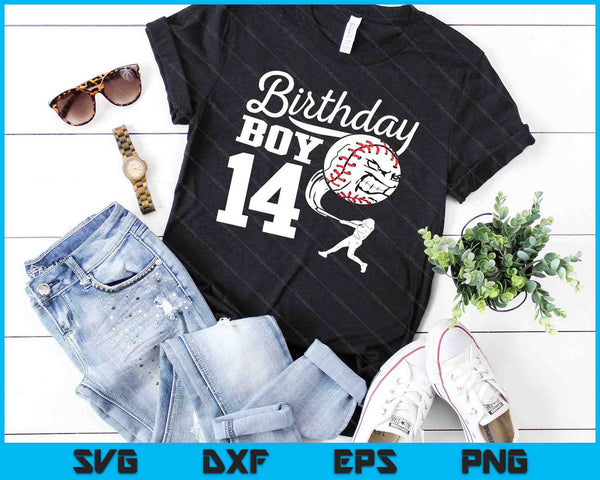 14 años de edad regalo de cumpleaños fiesta de béisbol tema niños SVG PNG cortando archivos imprimibles - on a t-shirt