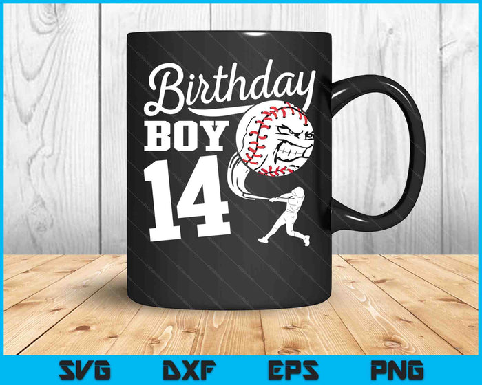 14-jarige verjaardag cadeau honkbal partij thema Kids SVG PNG snijden afdrukbare bestanden