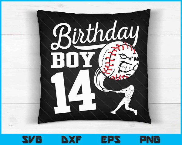 14 años de edad regalo de cumpleaños fiesta de béisbol tema niños SVG PNG cortando archivos imprimibles
