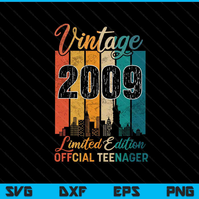 14 años Vintage 2009 Adolescente oficial SVG PNG Cortando archivos imprimibles