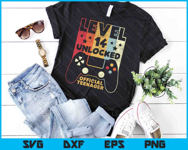 14th Birthday Shirt Level 14 Unlocked Official Teenager SVG PNG Cutting Printable Files - on a t-shirt