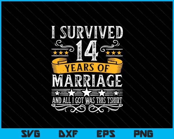 14th Wedding Anniversary Couples Husband Wife 14 Years SVG PNG Digital Printable Files