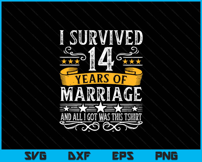 14th Wedding Anniversary Couples Husband Wife 14 Years SVG PNG Digital Printable Files
