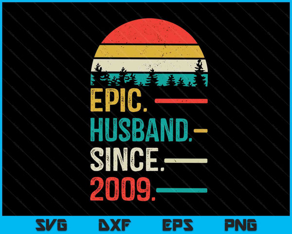 14th Wedding Anniversary for Him Epic Husband Since 2009 SVG PNG Digital Cutting Files