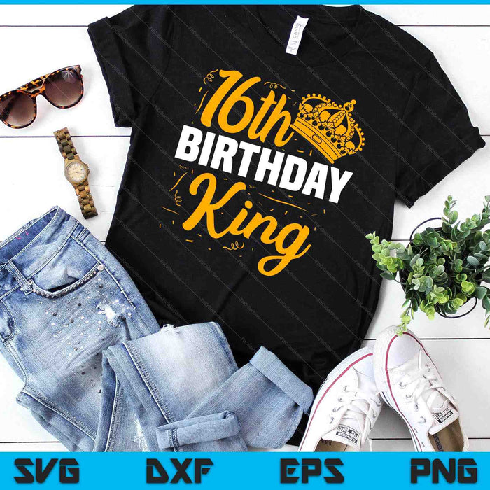16th Birthday King Party Crown Bday Celebration SVG PNG Digital Cutting Files