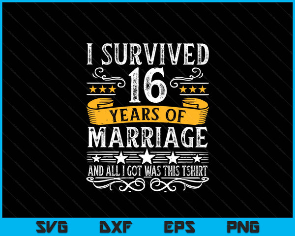 16th wedding anniversary couples husband wife SVG cut file