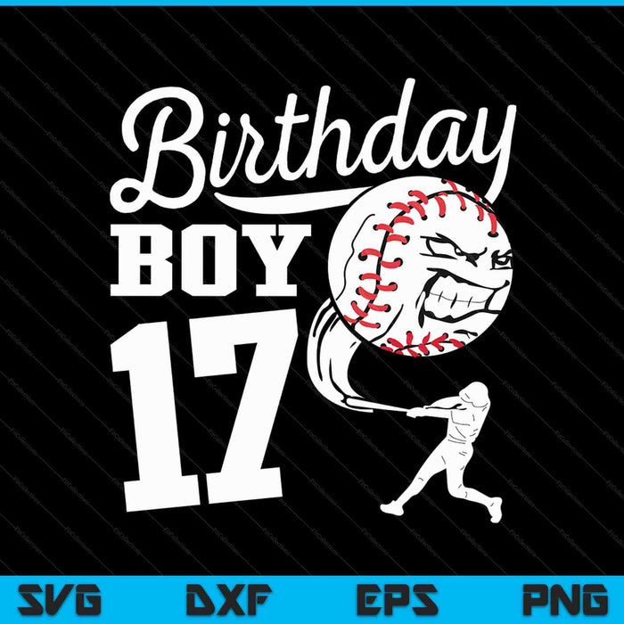 17-jarige verjaardag cadeau honkbal partij thema Kids SVG PNG snijden afdrukbare bestanden
