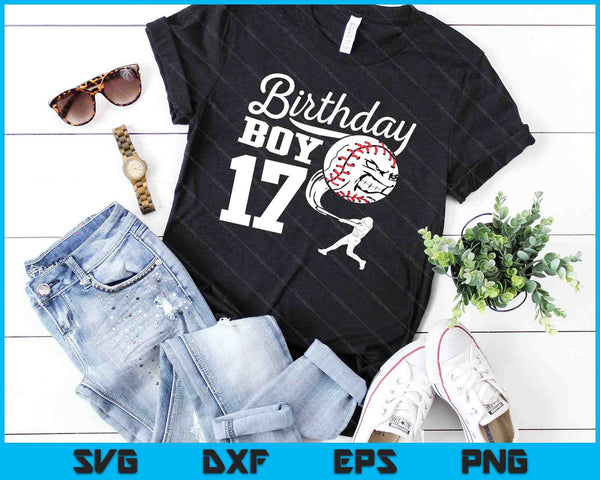 17 años regalo de cumpleaños fiesta de béisbol tema niños SVG PNG cortando archivos imprimibles - on a t-shirt