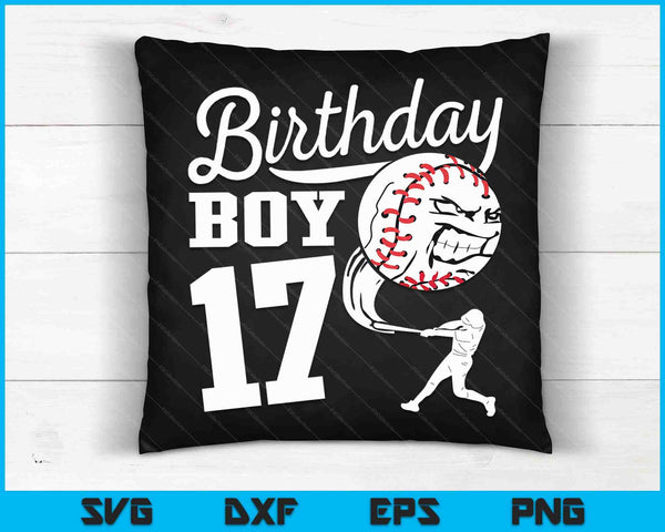 17 años regalo de cumpleaños fiesta de béisbol tema niños SVG PNG cortando archivos imprimibles