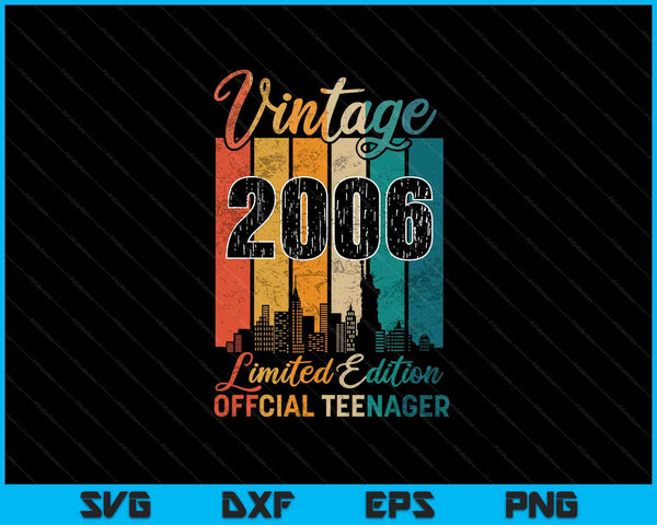17 jaar oude vintage 2006 officiële tiener SVG PNG snijden afdrukbare bestanden