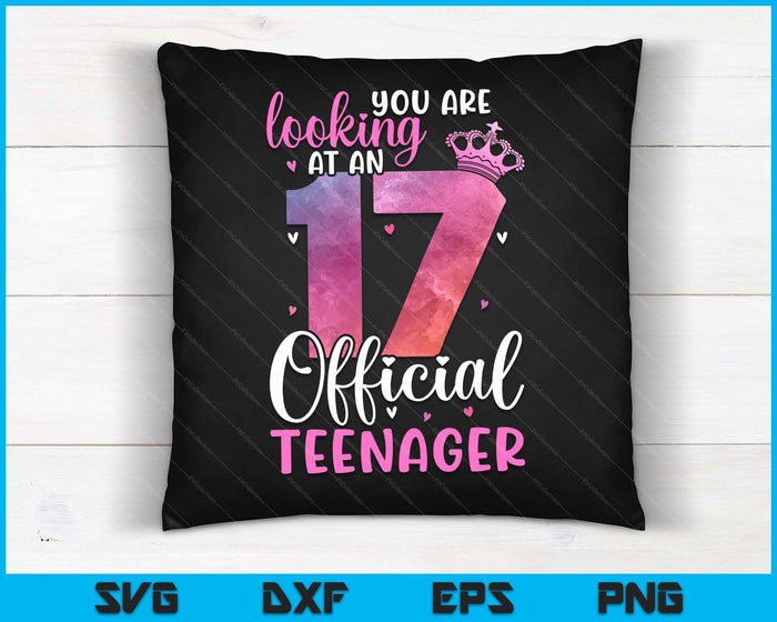 17e verjaardag meisjes 17 jaar schattig officiële tiener verjaardag SVG PNG digitale afdrukbare bestanden