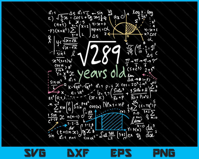 17 cumpleaños raíz cuadrada de 289 17 años SVG PNG archivos de corte digital