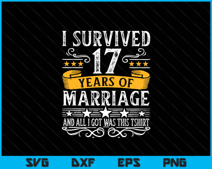 17th Wedding Anniversary Couples Husband Wife SVG PNG Digital Printable Files