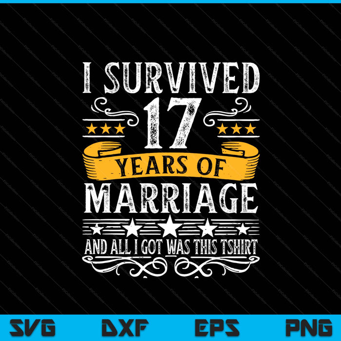 17th wedding anniversary couples husband wife SVG cut file
