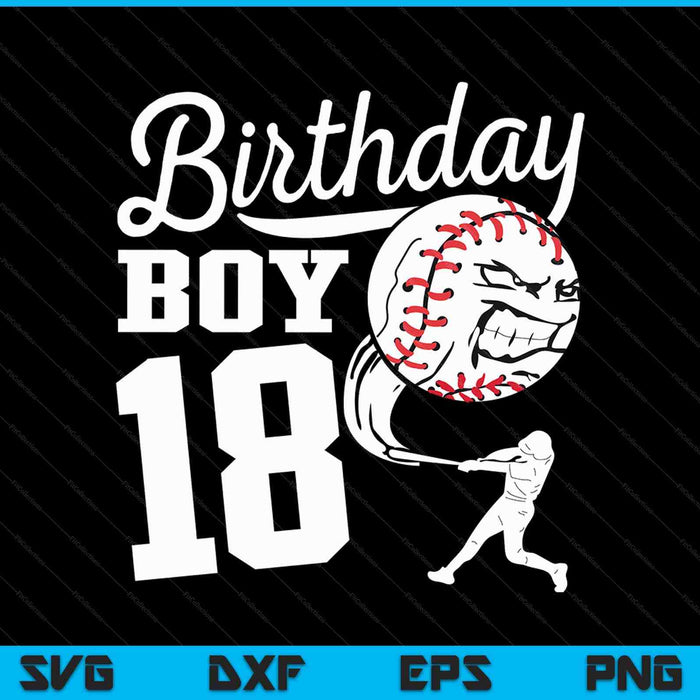 18 Year Old Birthday Gift Baseball Party Theme Kids SVG PNG Cutting Printable Files