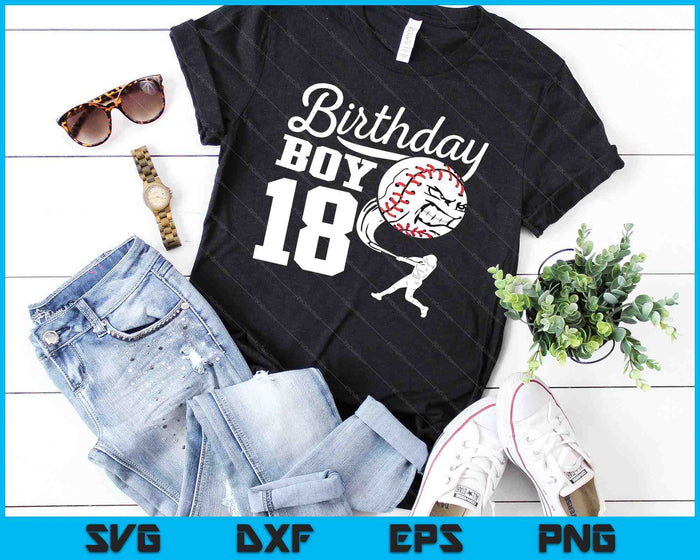 18 Year Old Birthday Gift Baseball Party Theme Kids SVG PNG Cutting Printable Files