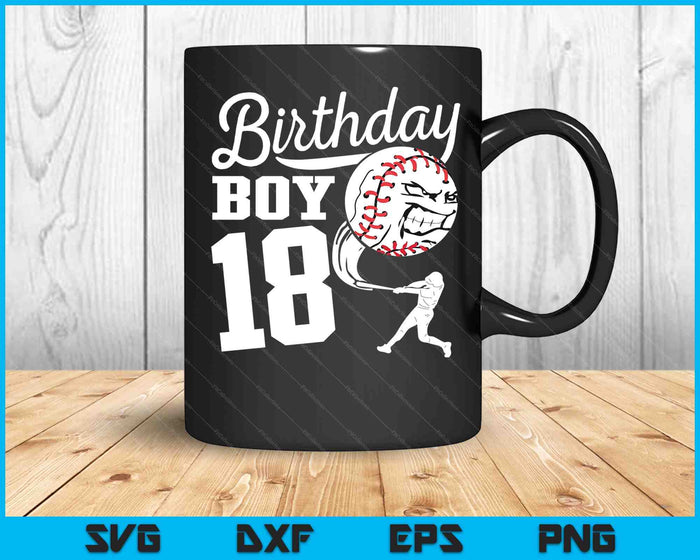 18-jarige verjaardag cadeau honkbal partij thema Kids SVG PNG snijden afdrukbare bestanden