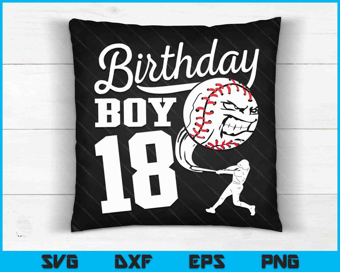 18-jarige verjaardag cadeau honkbal partij thema Kids SVG PNG snijden afdrukbare bestanden