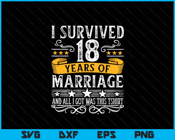 18th wedding anniversary couples husband wife 18 years SVG cut file