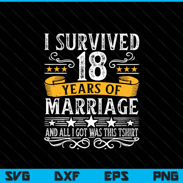 18th wedding anniversary couples husband wife 18 years SVG cut file