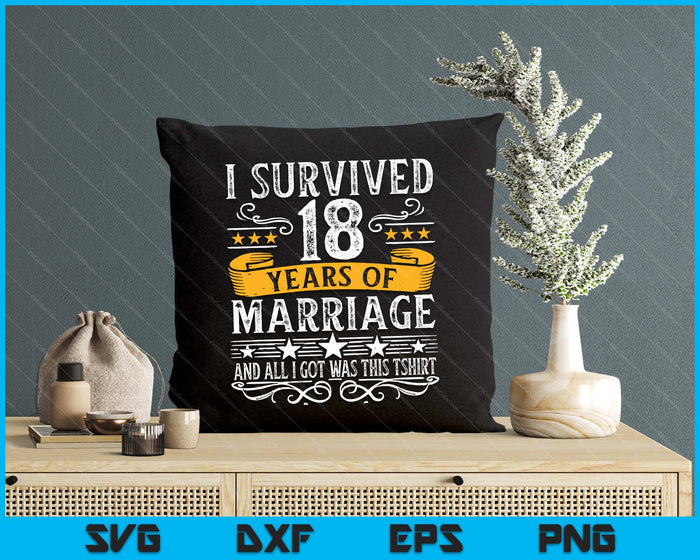 18th Wedding Anniversary Couples Husband Wife 18 Years SVG PNG Digital Printable Files