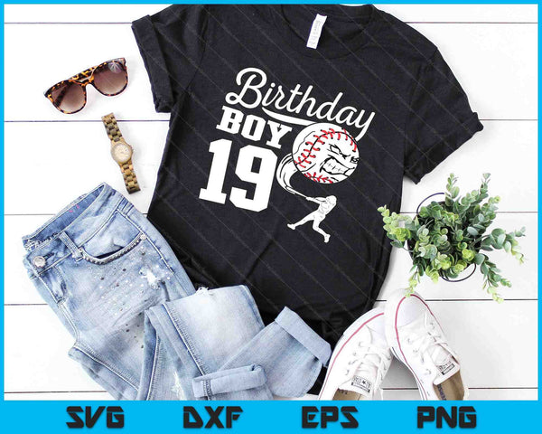 19 años regalo de cumpleaños fiesta de béisbol tema niños SVG PNG cortando archivos imprimibles - on a t-shirt
