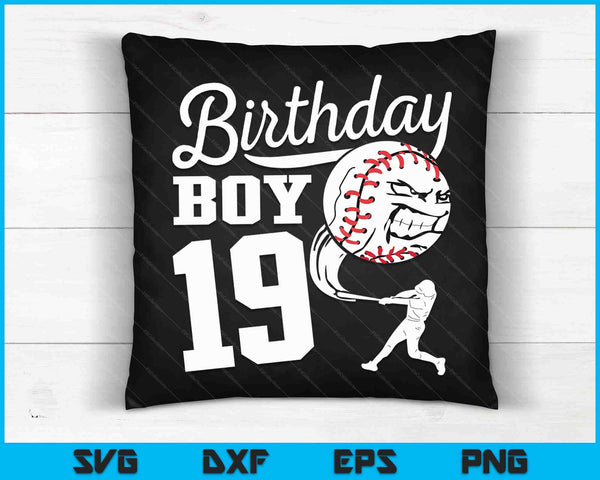 19-jarige verjaardag cadeau honkbal partij thema Kids SVG PNG snijden afdrukbare bestanden