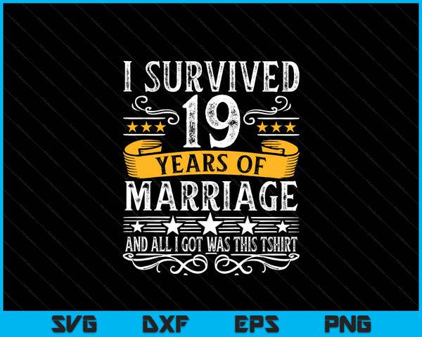 19th wedding anniversary couples husband wife SVG cut file