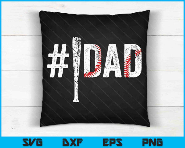 Number One Baseball Dad Fathers Day SVG PNG Cutting Printable Files