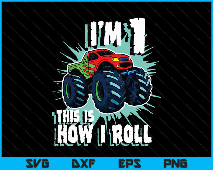 1 Year Old Boy Monster Truck Birthday Party 1st Boys SVG PNG Digital Printable Files