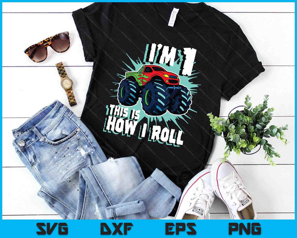 1 Year Old Boy Monster Truck Birthday Party 1st Boys SVG PNG Digital Printable Files