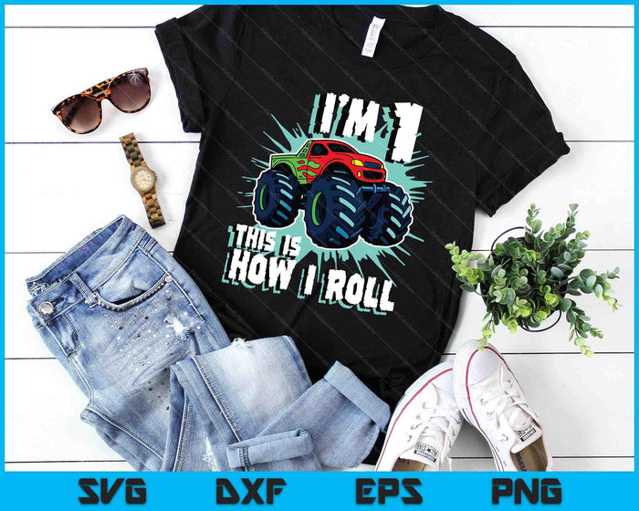 1 Year Old Boy Monster Truck Birthday Party 1st Boys SVG PNG Digital Printable Files