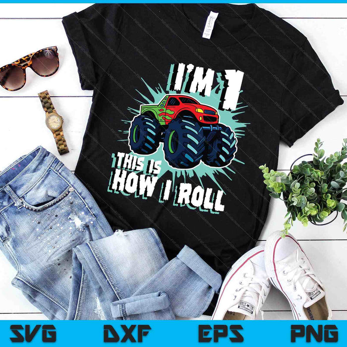 1 Year Old Boy Monster Truck Birthday Party 1st Boys SVG PNG Digital Printable Files