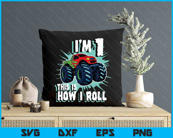 1 Year Old Boy Monster Truck Birthday Party 1st Boys SVG PNG Digital Printable Files