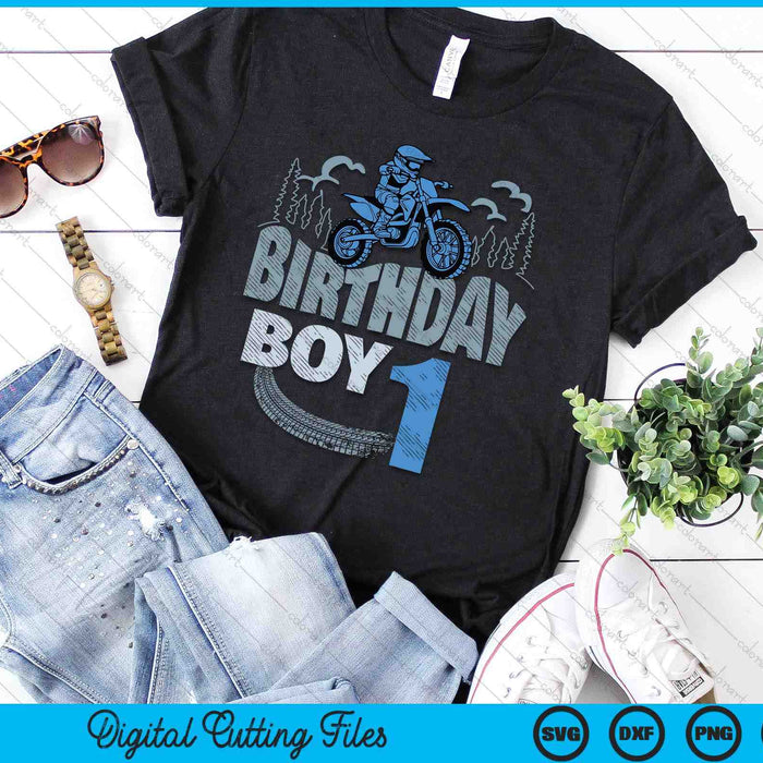 1st Birthday Boy Dirt Bike Motocross 1 Years Old Bday SVG PNG Digital Printable Files