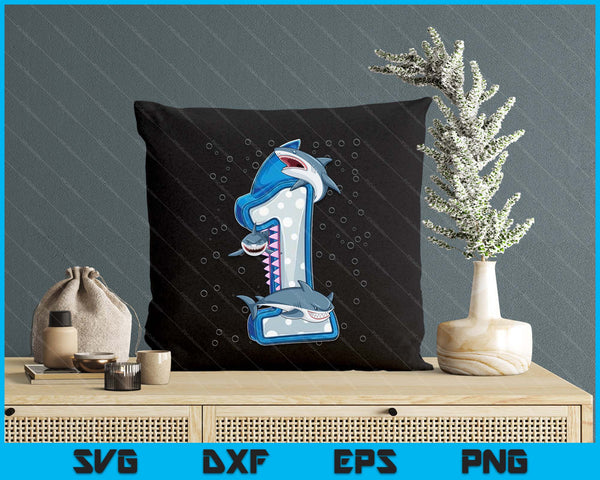 1st Birthday Boys Shark 1 years Old Ocean Shark SVG PNG Digital Printable Files