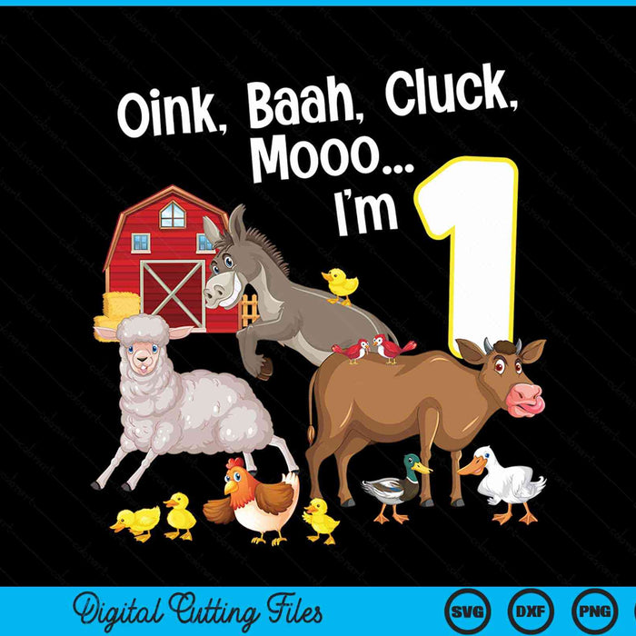 1st birthday one year old farm party animals SVG PNG cut file for Cricut