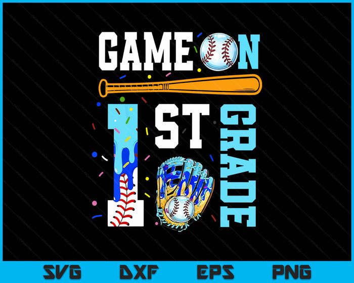 1st Grade Back To School Baseball Drip Ice Cream Game On SVG PNG Digital Printable Files