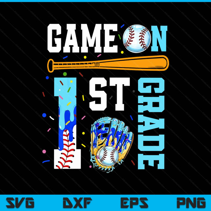 1st grade back to school baseball drip ice cream game on SVG cut file