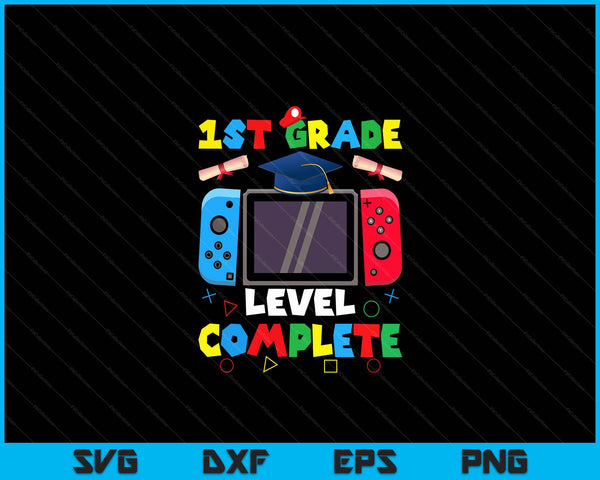 1st Grade Level Complete Graduation Class 2024 Boys Gamer SVG PNG Digital Cutting Files